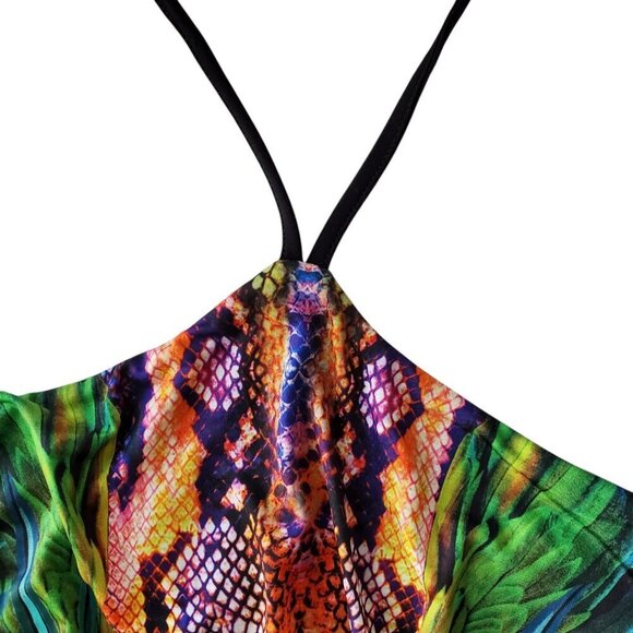 VENUS Maxi Dress Bright Colorful Tropical Print Off Shoulder Boho Flowy Long S - Picture 6 of 15